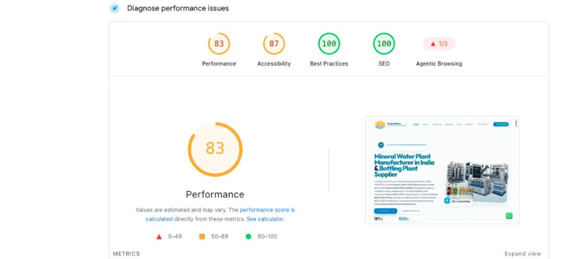 PageSpeed desktop before