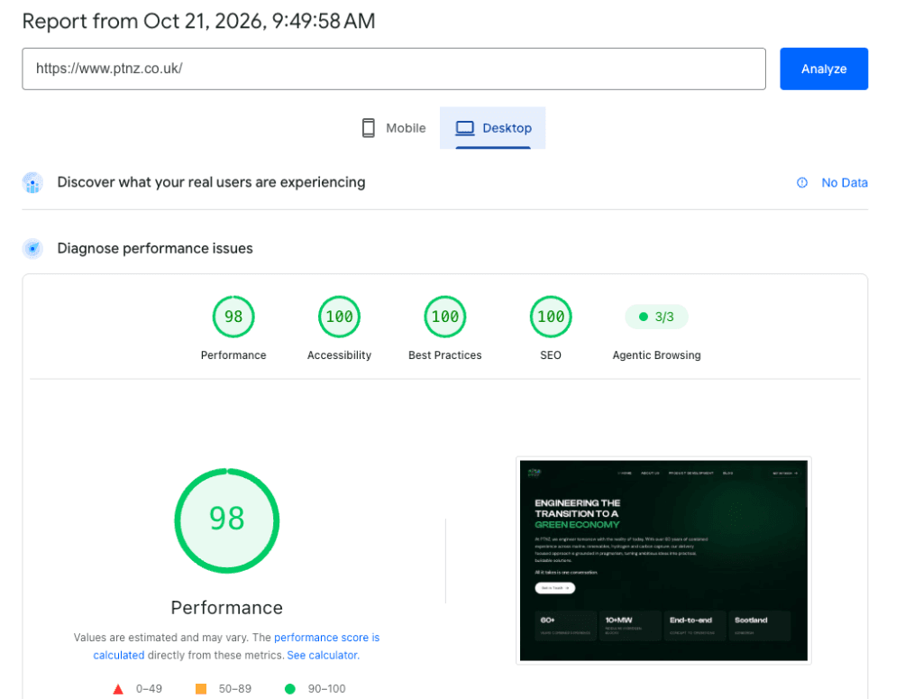 PageSpeed desktop after