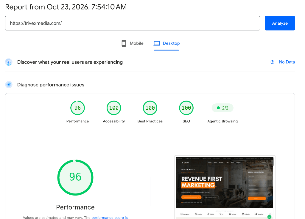 PageSpeed desktop after