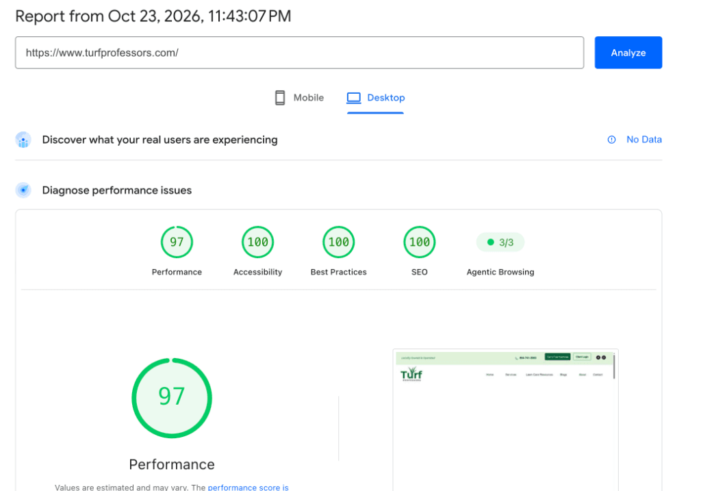 PageSpeed desktop after